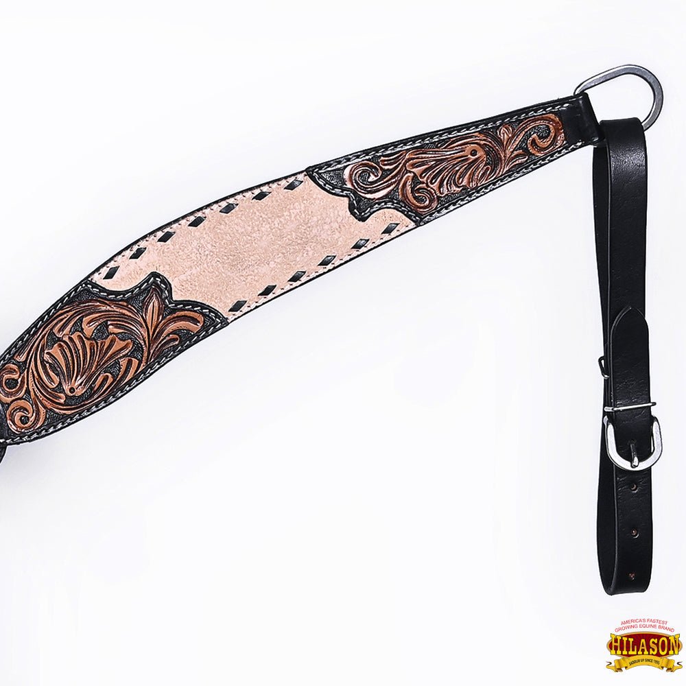 HILASON Western Horse Headstall &amp; Breast Collar American Leather Floral Carving