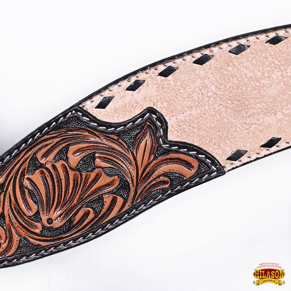 HILASON Western Horse Headstall &amp; Breast Collar American Leather Floral Carving