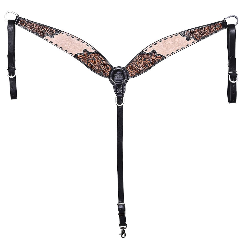 HILASON Western Horse Headstall &amp; Breast Collar American Leather Floral Carving