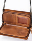 American Darling Organiser Hair-On Hand Tooled Genuine Leather Women Bag Western Handbag Purse