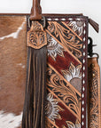 American Darling Hand Tooled Hair On Genuine Leather Women Bag Western Handbag Purse