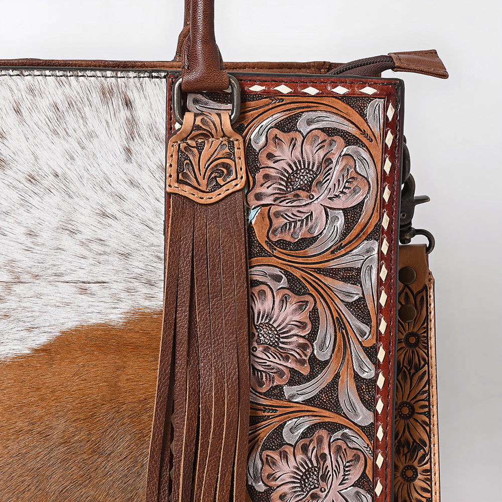 American Darling Hand Tooled Hair On Genuine Leather Women Bag Western Handbag Purse