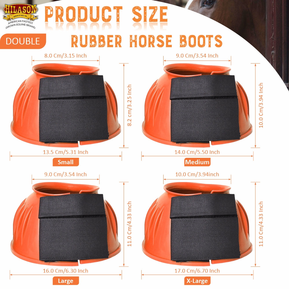 Hilason Western Horse PVC Ribbed Double Hook &amp; Loop Leg Bell Boots