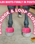 Hilason Western Horse PVC Ribbed Double Hook & Loop Leg Bell Boots
