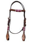 BAR H EQUINE Horse Hand Carved Breast Collar Headstall Genuine Leather Brown
