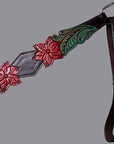 BAR H EQUINE Horse Hand Painted Breast Collar Headstall Genuine Leather Brown