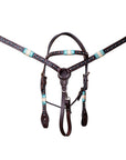 BAR H EQUINE Western Horse Genuine Leather Tack Set Dark Brown