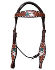 BAR H EQUINE Western Horse Genuine Leather Tack Set Dark Brown