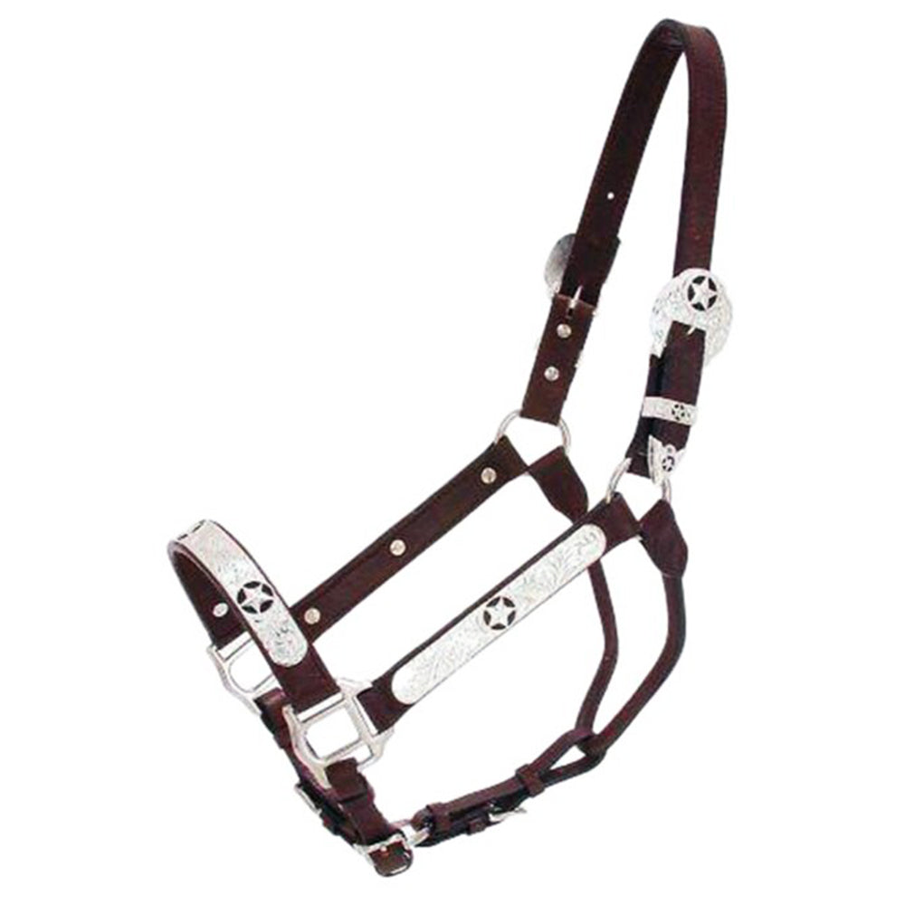 Tough 1 Western Horse Top Grade Nylon Halter Silver Engraved Comfortable &amp; Flexible
