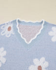 Lucille Fuzzy Flower Scalloped PLUS Sweater