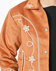 American Darling Women’s Western Suede Jacket Tan Embroidered Star Jean Vintage Cowgirl Blazer with Southwestern Stitching
