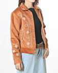 American Darling Women’s Western Suede Jacket Tan Embroidered Star Jean Vintage Cowgirl Blazer with Southwestern Stitching