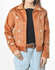 American Darling Women’s Western Suede Jacket Tan Embroidered Star Jean Vintage Cowgirl Blazer with Southwestern Stitching