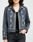 American Darling Women’s Fabric Shirt Jacket Dress – Embroidered Western Crop Jacket, Casual Button-Front Top