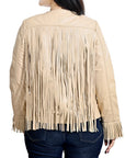 American Darling Women’s Tan Genuine Leather Fringe Jacket | Western Boho Shirt Coat