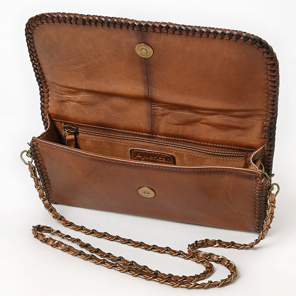 American Darling Western Cross Body Genuine Leather Handbag Purse Wallet Bag For Women Girls Brown