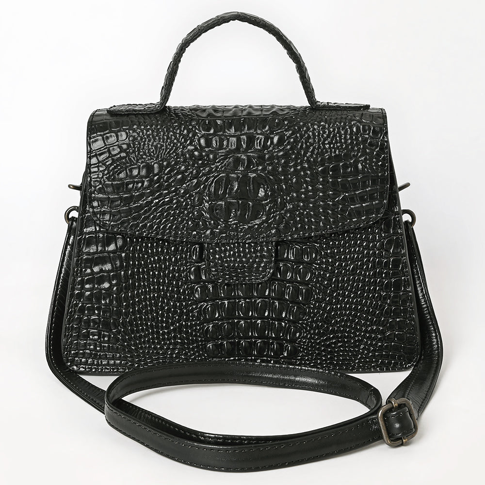 American Darling Briefcase Crocodile Embossed Genuine Leather Women Bag Western Handbag Purse