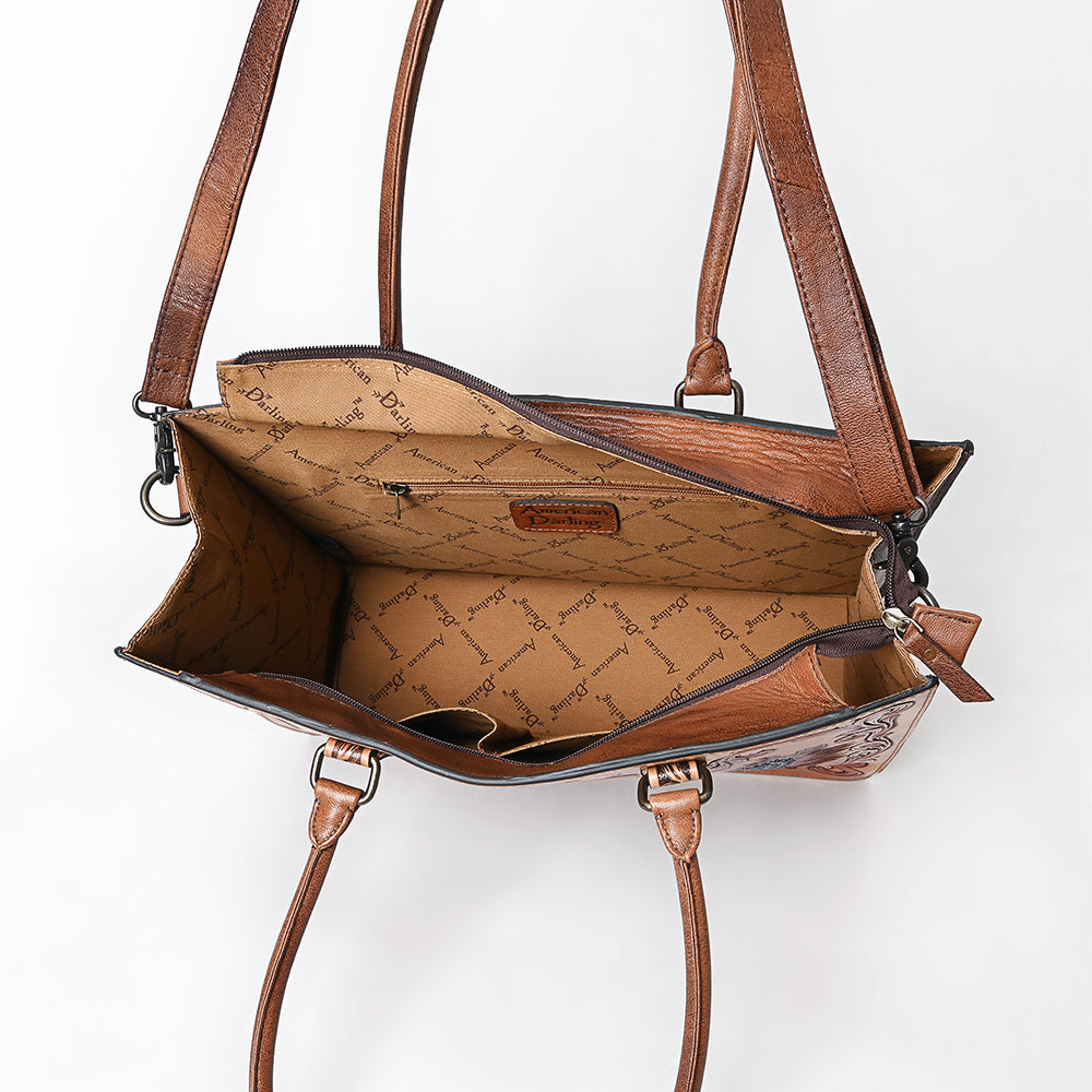 American Darling Tote Hand Tooled Printed Genuine Leather Women Bag Western Handbag Purse