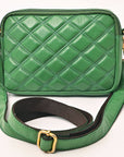 NEVER MIND Luxury Tan Quilted Leather Camera Bag Crossbody Adjustable Strap