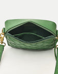 NEVER MIND Luxury Tan Quilted Leather Camera Bag Crossbody Adjustable Strap