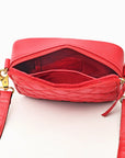 NEVER MIND Luxury Tan Quilted Leather Camera Bag Crossbody Adjustable Strap