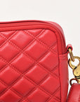NEVER MIND Luxury Tan Quilted Leather Camera Bag Crossbody Adjustable Strap