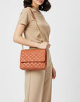 Genuine Leather Quilted Crossbody Bag For Women With Adjustable Chain Strap Everyday