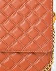 Genuine Leather Quilted Crossbody Bag For Women With Adjustable Chain Strap Everyday