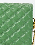 Genuine Leather Quilted Crossbody Bag For Women With Adjustable Chain Strap Everyday