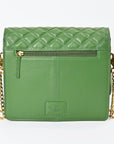 Genuine Leather Quilted Crossbody Bag For Women With Adjustable Chain Strap Everyday