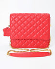 Genuine Leather Quilted Crossbody Bag For Women With Adjustable Chain Strap Everyday