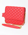 Genuine Leather Quilted Crossbody Bag For Women With Adjustable Chain Strap Everyday
