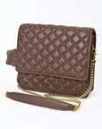 Genuine Leather Quilted Crossbody Bag For Women With Adjustable Chain Strap Everyday