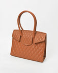 Never Mind Genuine Leather Quilted Tote Bag Women Structured Satchel Handbag Dual Top Handle Spacious Everyday Shoulder Purse
