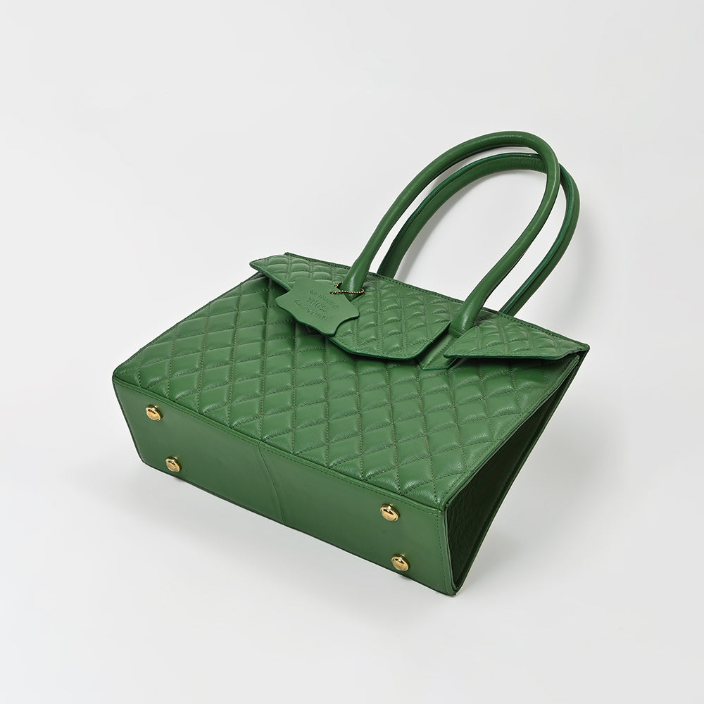 Never Mind Genuine Leather Quilted Tote Bag Women Structured Satchel Handbag Dual Top Handle Spacious Everyday Shoulder Purse
