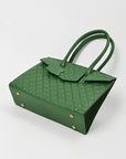 Never Mind Genuine Leather Quilted Tote Bag Women Structured Satchel Handbag Dual Top Handle Spacious Everyday Shoulder Purse