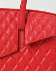 Never Mind Genuine Leather Quilted Tote Bag Women Structured Satchel Handbag Dual Top Handle Spacious Everyday Shoulder Purse
