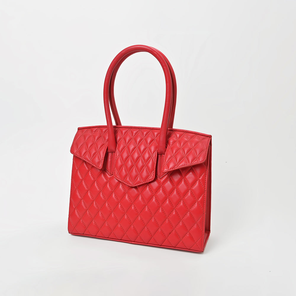 Never Mind Quilted Leather Tote Bag with Dual Handles
