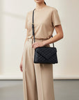 Never Mind Genuine Leather Crossbody Bag Women Quilted Envelope Flap Shoulder Purse Adjustable Strap Stylish Everyday Handbag