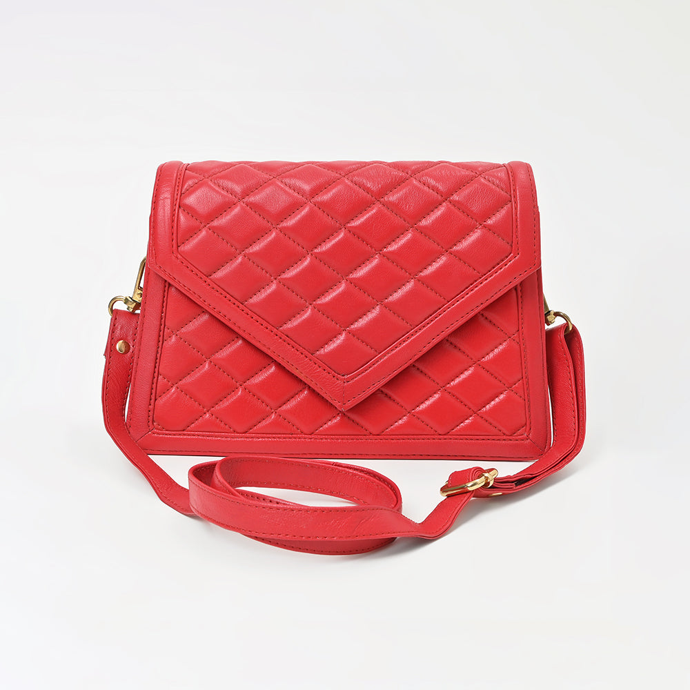 Never Mind Genuine Leather Crossbody Bag Women Quilted Envelope Flap Shoulder Purse Adjustable Strap Stylish Everyday Handbag