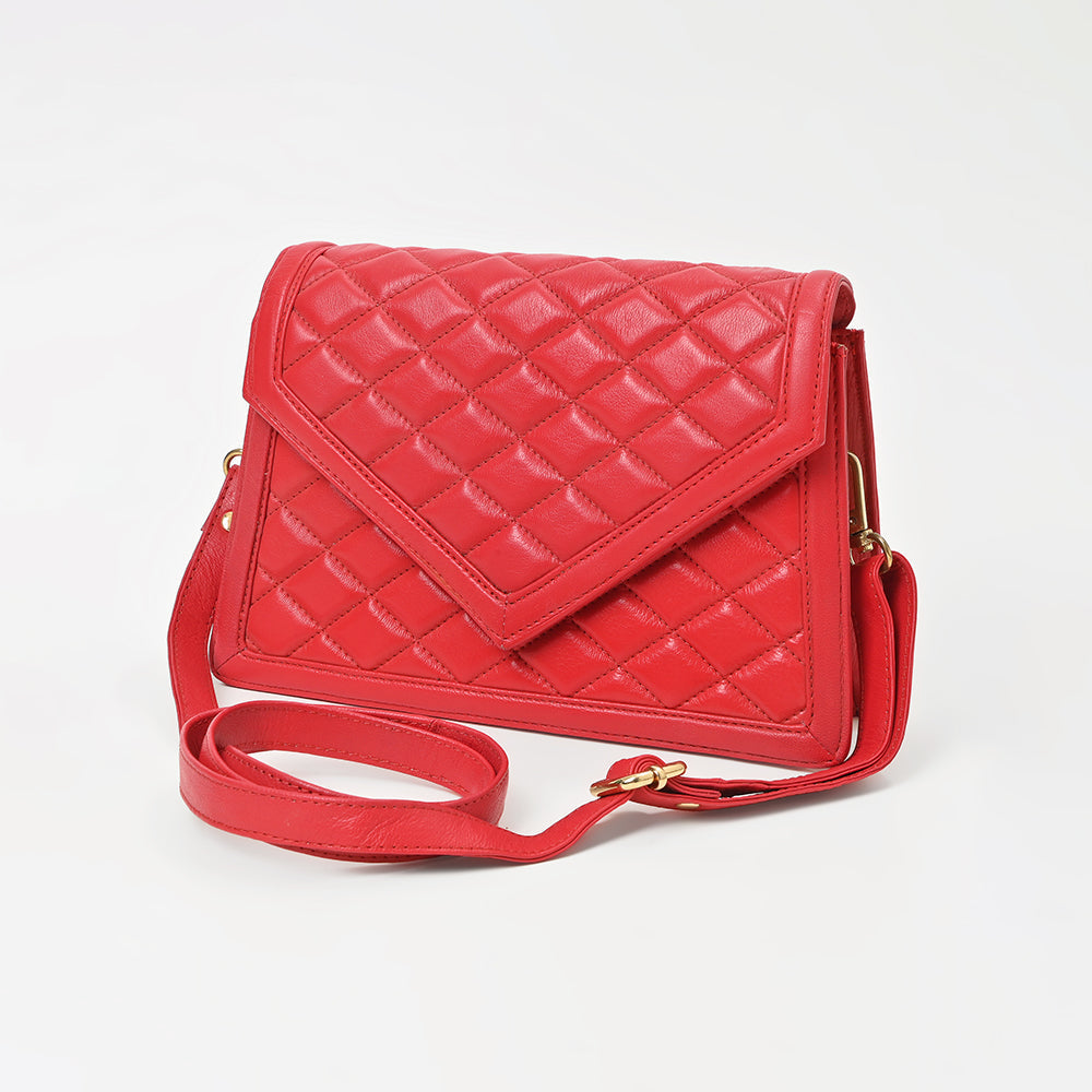 Never Mind Genuine Leather Crossbody Bag Women Quilted Envelope Flap Shoulder Purse Adjustable Strap Stylish Everyday Handbag