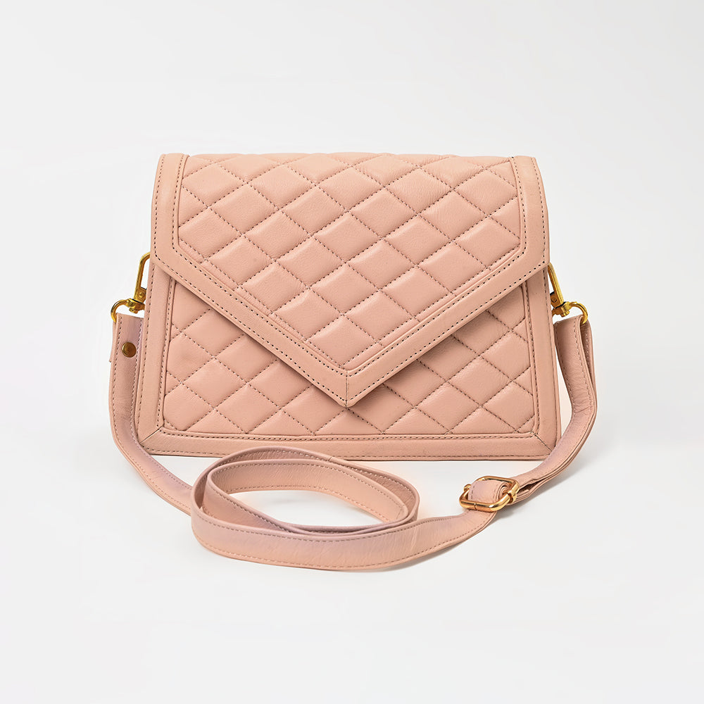 Never Mind Genuine Leather Crossbody Bag Women Quilted Envelope Flap Shoulder Purse Adjustable Strap Stylish Everyday Handbag
