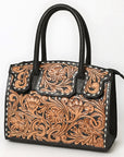 Hand Tooled Genuine Leather Tote Bag For Women Western Style