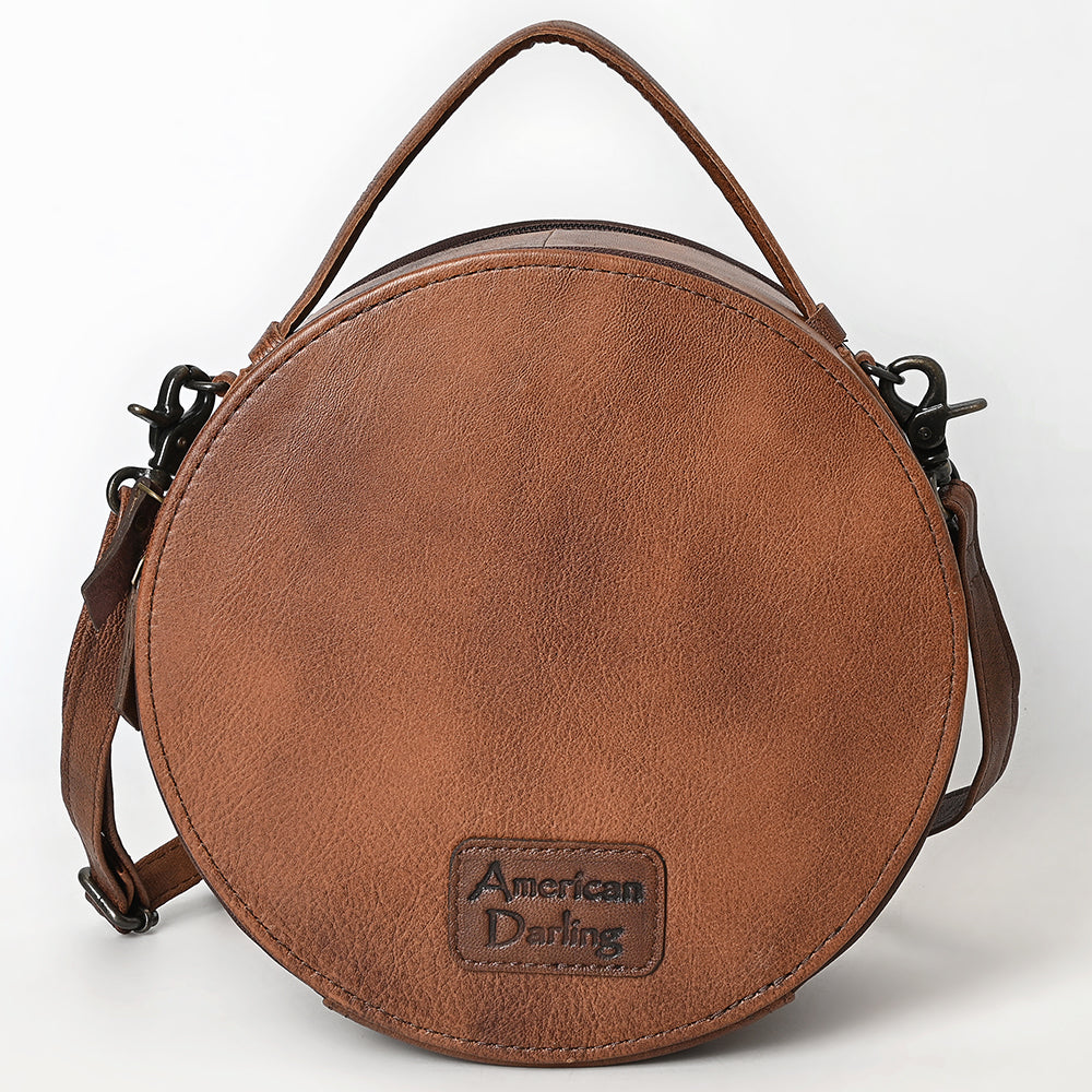 American Darling Canteen Hand Tooled Hair On Genuine Leather women bag western handbag purse