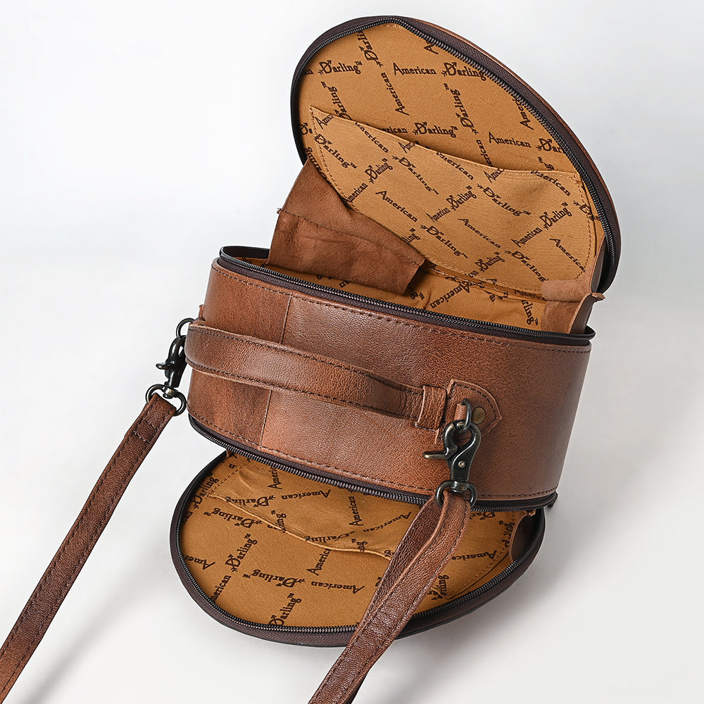 American Darling Canteen Hand Tooled Hair On Genuine Leather women bag western handbag purse