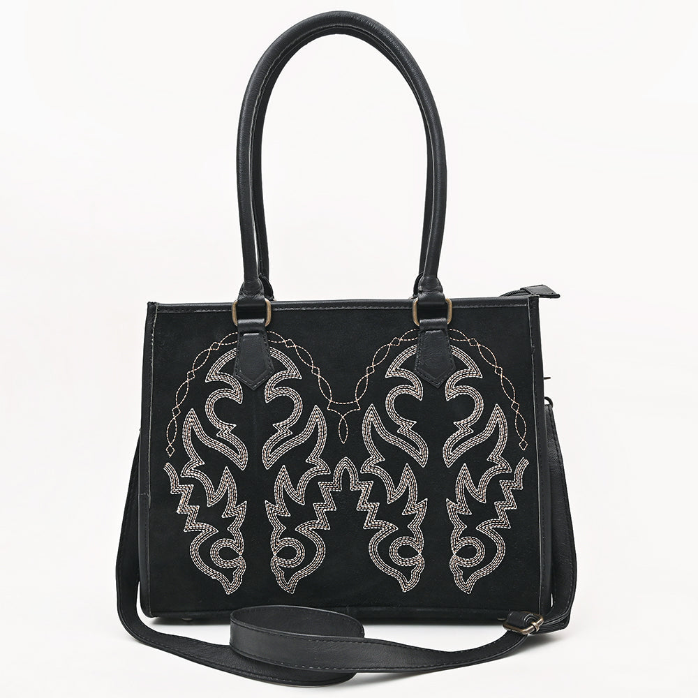 American Darling Tote Bag for Women, Boot Stitched Genuine Suede &amp; Vegetable-Tanned Full Grain Leather Western Purse, YKK Zipper