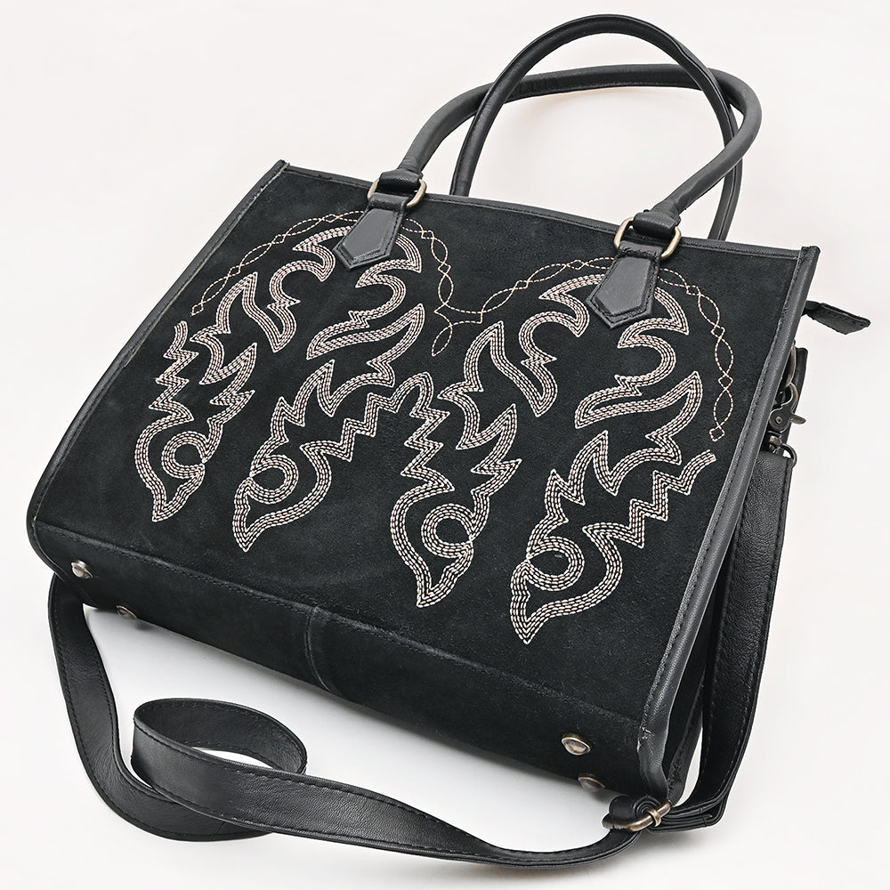 American Darling Tote Bag for Women, Boot Stitched Genuine Suede &amp; Vegetable-Tanned Full Grain Leather Western Purse, YKK Zipper