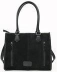 American Darling Tote Bag for Women, Boot Stitched Genuine Suede & Vegetable-Tanned Full Grain Leather Western Purse, YKK Zipper