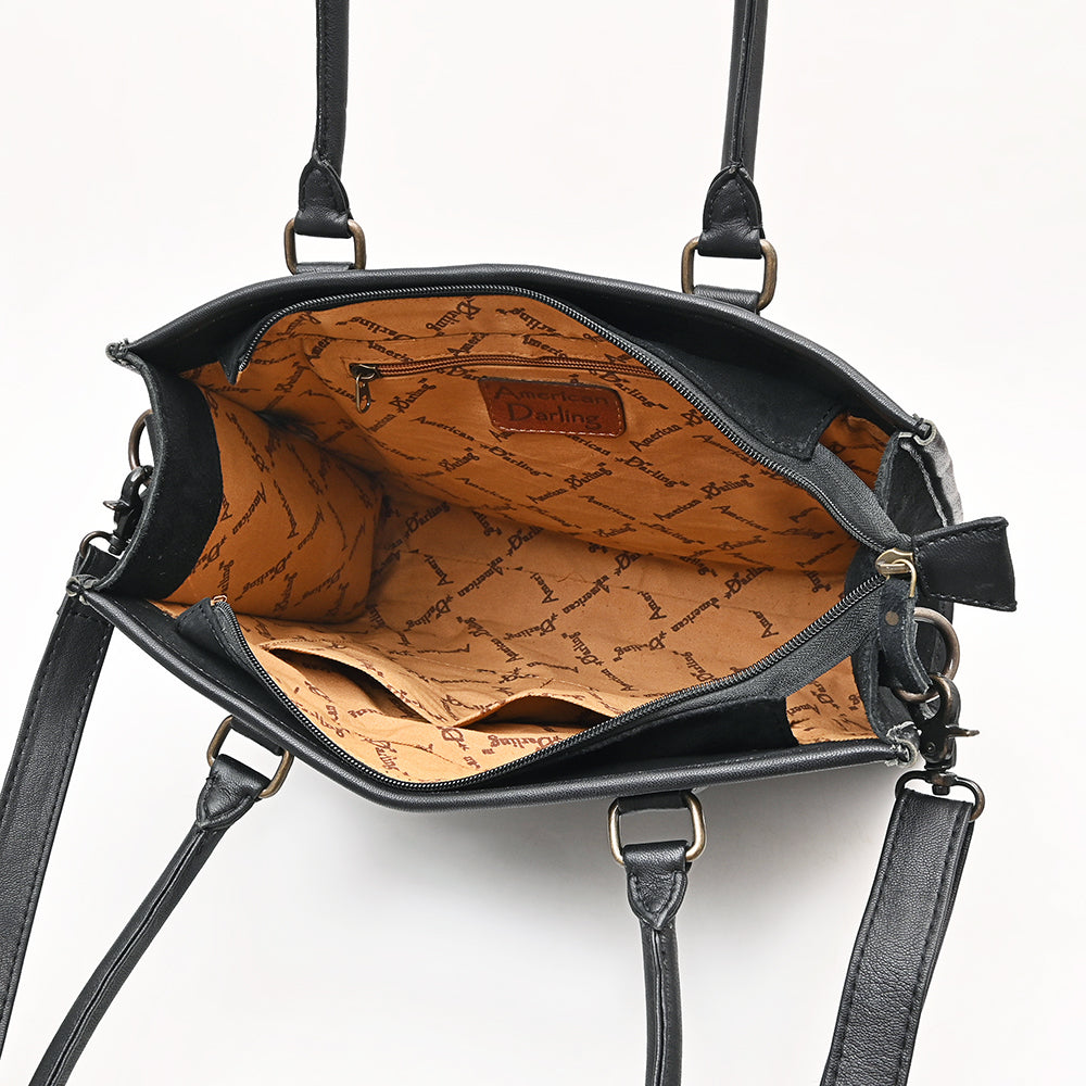American Darling Tote Bag for Women, Boot Stitched Genuine Suede &amp; Vegetable-Tanned Full Grain Leather Western Purse, YKK Zipper