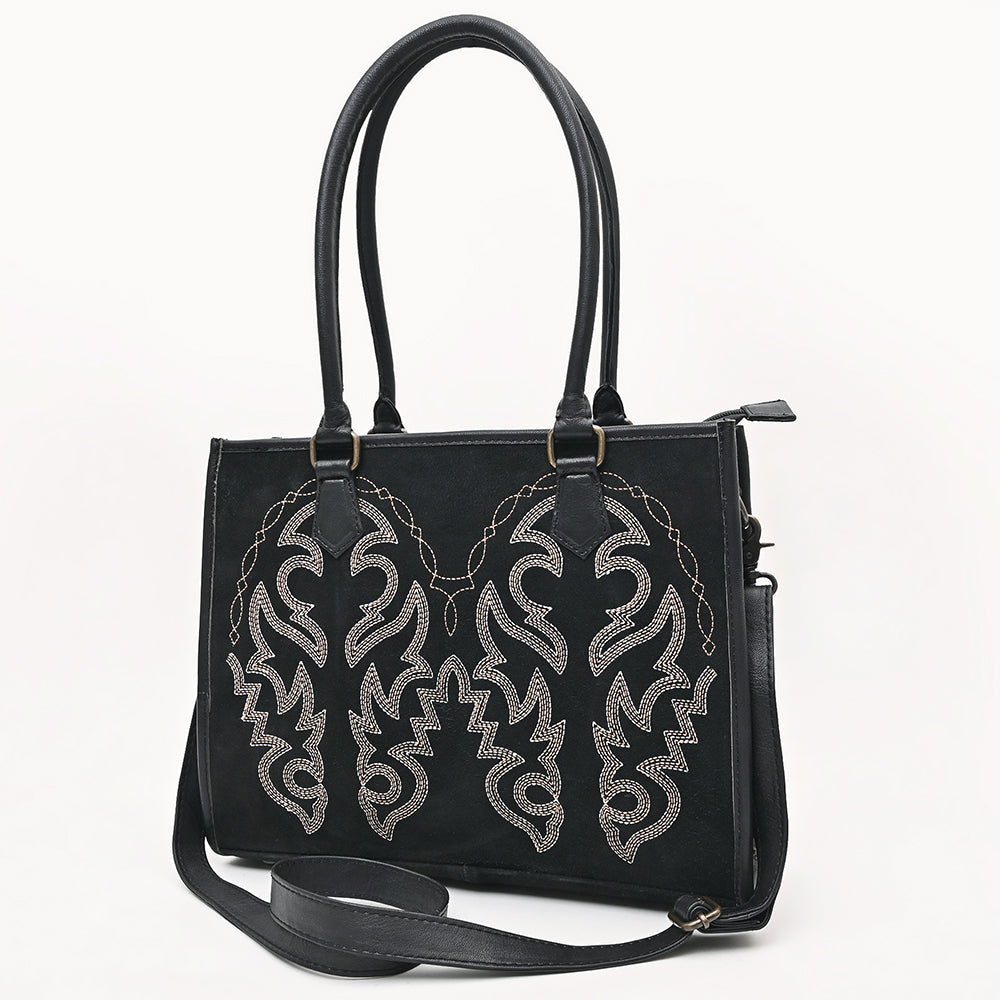 American Darling Tote Bag for Women, Boot Stitched Genuine Suede &amp; Vegetable-Tanned Full Grain Leather Western Purse, YKK Zipper